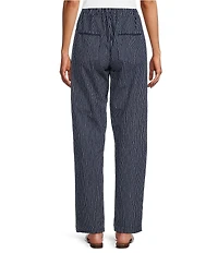 M Made in Italy Stretch Poplin Pin Stripe Pull-On Pants