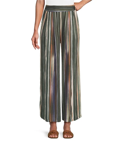 M Made in Italy Stripe Wide Leg Pull On Pants