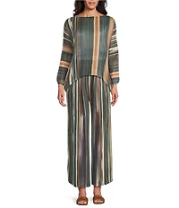 M Made in Italy Stripe Wide Leg Pull On Pants