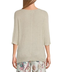 M Made in Italy Sweater Knit V-Neck 3/4 Sleeve Top