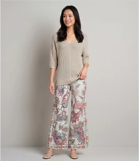 M Made in Italy Sweater Knit V-Neck 3/4 Sleeve Top