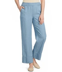 M Made In Italy Tencel Flat Front Pull-On Wide Cuff Bootcut Pants