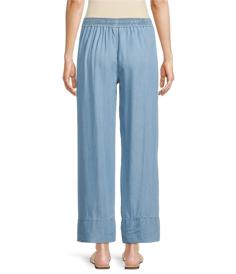 M Made In Italy Tencel Flat Front Pull-On Wide Cuff Bootcut Pants