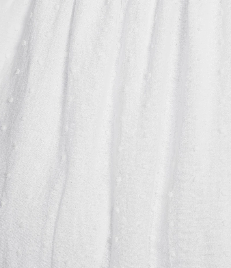 M Made in Italy Textured Dot Cotton Elastic Waist A- Line Tiered Maxi Skirt