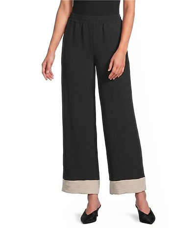 M Made in Italy Woven Color Block Wide Leg Ankle Length Coordinating Pants
