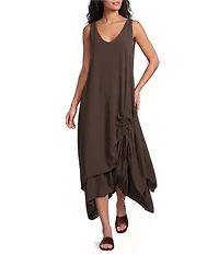 M Made in Italy Woven Gauze Scoop Neck Sleeveless Layered Maxi Length Sun Dress