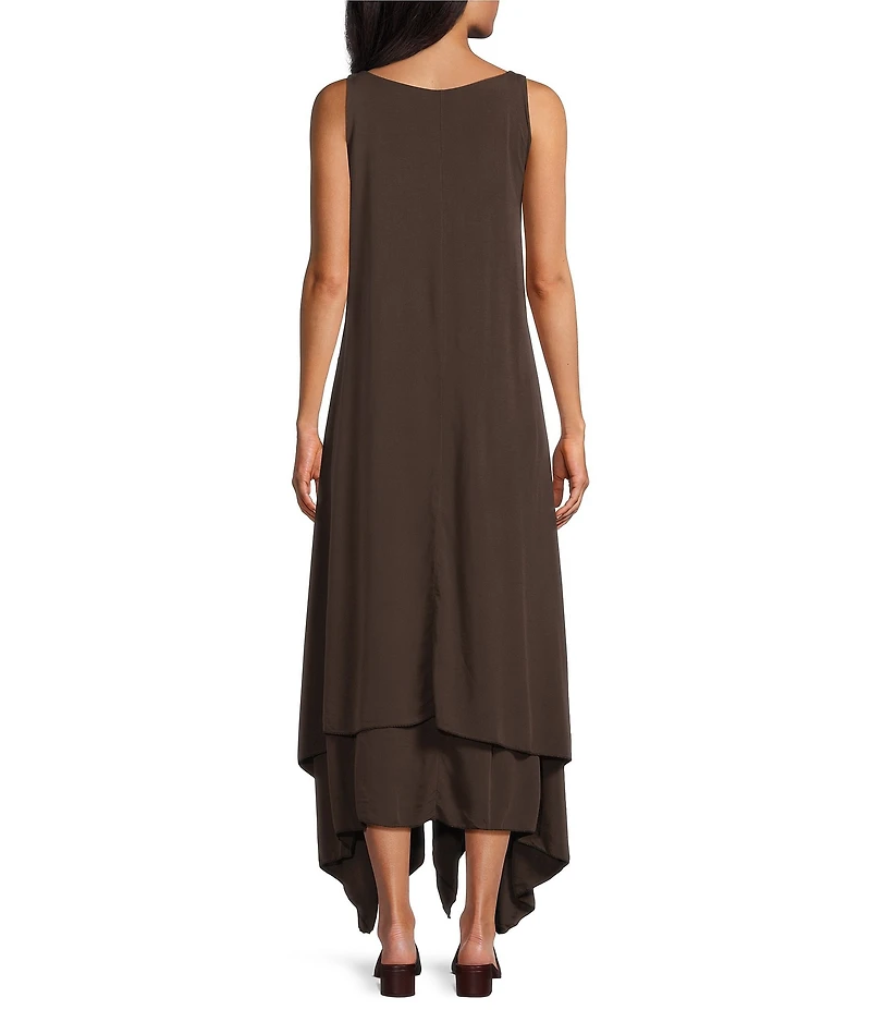 M Made in Italy Woven Gauze Scoop Neck Sleeveless Layered Maxi Length Sun Dress