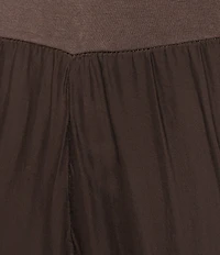 M Made in Italy Woven Silk Wide Leg Crop Length Pull On Pants