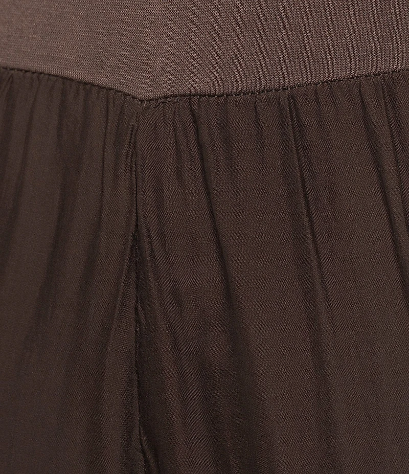 M Made in Italy Woven Silk Wide Leg Crop Length Pull-On Coordinating Pants