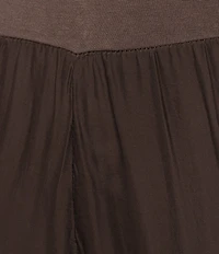 M Made in Italy Woven Silk Wide Leg Crop Length Pull-On Coordinating Pants