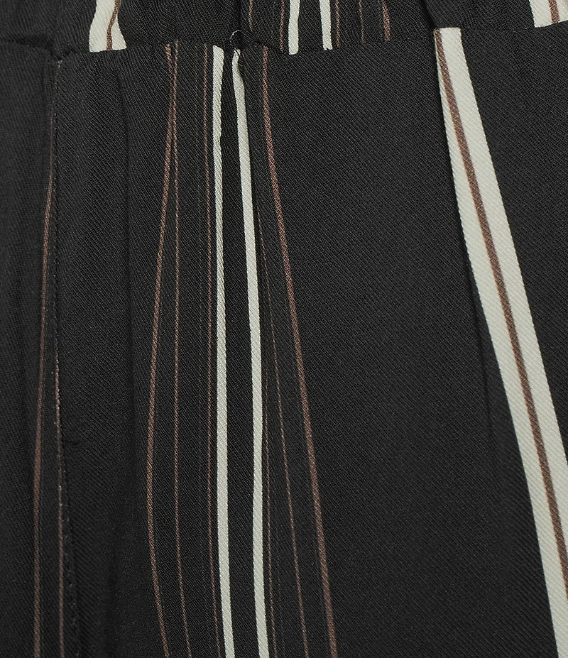 M Made in Italy Woven Stripe Wide Leg Crop Length Pull-On Coordinating Pants