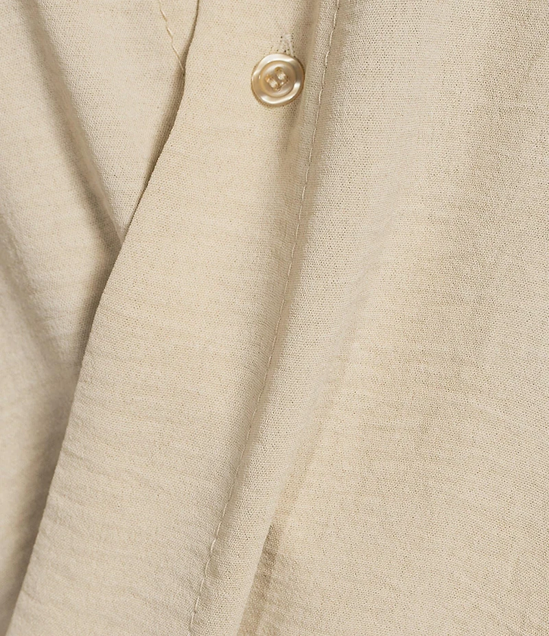 M Made in Italy Woven V-Neck Long Sleeve Twisted Front Scooped Pleated Back Tunic