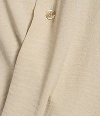 M Made in Italy Woven V-Neck Long Sleeve Twisted Front Scooped Pleated Back Tunic
