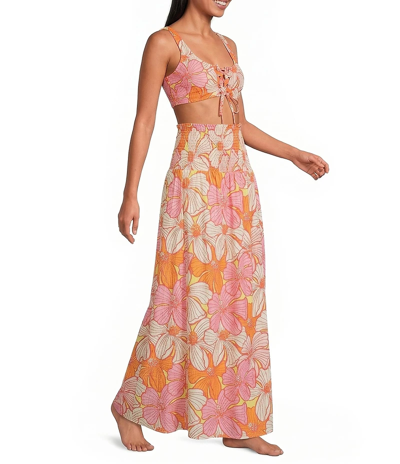 Maaji Aubrey Retro Bloom Print Maxi Cover-Up Skirt