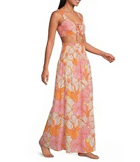 Maaji Aubrey Retro Bloom Print Maxi Cover-Up Skirt