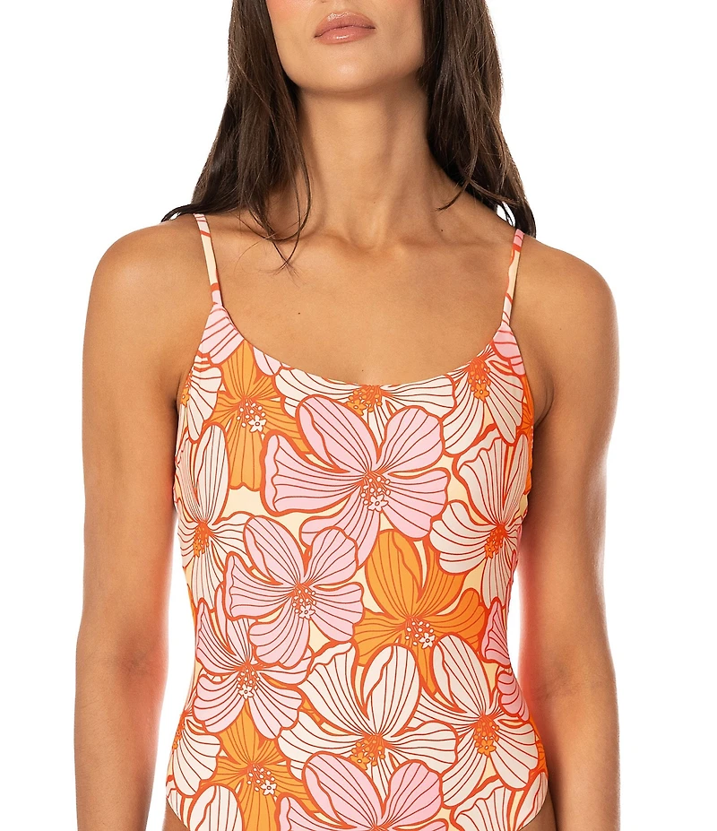 Maaji Luster Retro Bloom Reversible Scoop Neck One Piece Swimsuit