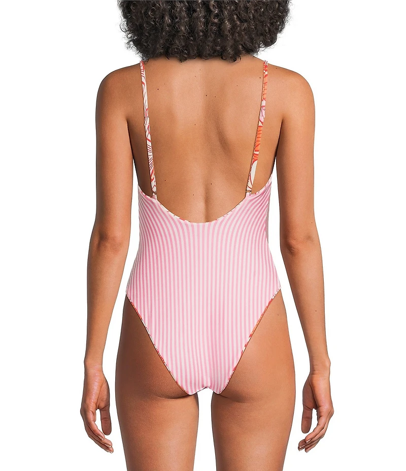 Maaji Luster Retro Bloom Reversible Scoop Neck One Piece Swimsuit