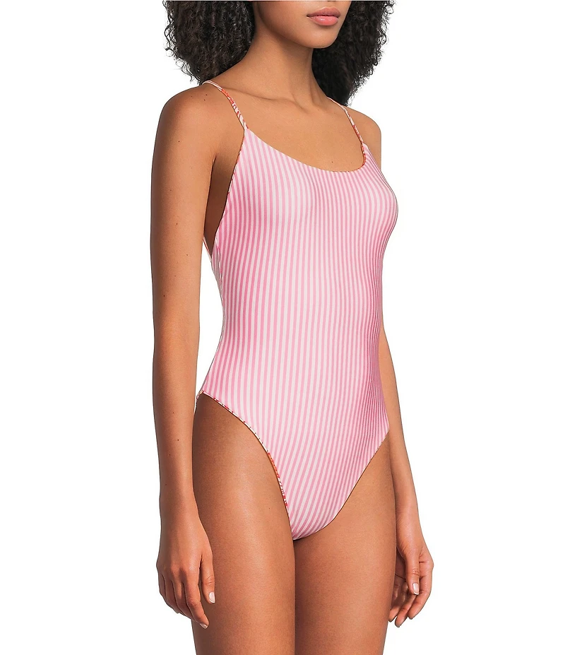 Maaji Luster Retro Bloom Reversible Scoop Neck One Piece Swimsuit