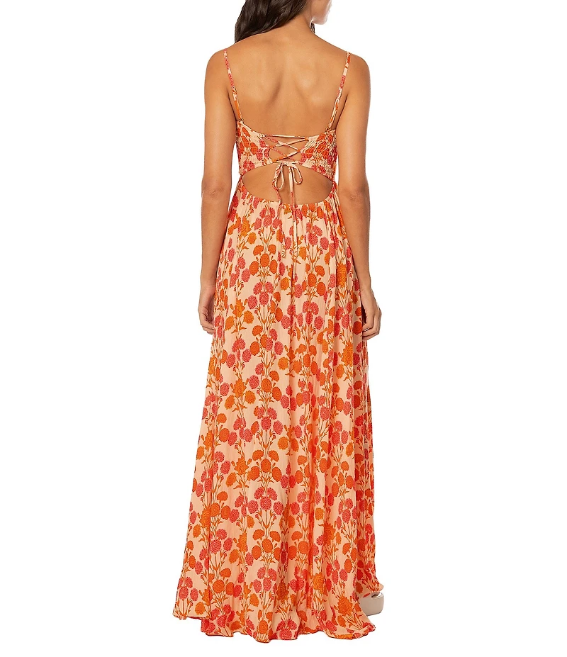Maaji Primavera Petal Spell Print Square Neck Maxi Dress