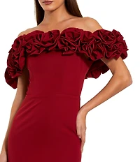 Mac Duggal 3D Floral Applique Off-The-Shoulder Sheath Gown