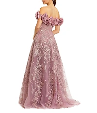 Mac Duggal 3D Floral Embroidered Off-The-Shoulder A Line Gown