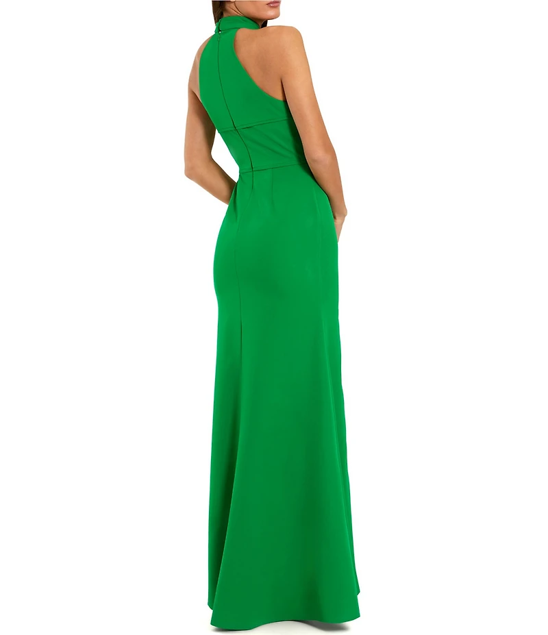 Mac Duggal 3D Flower Halter Neck Sleeveless Column Gown