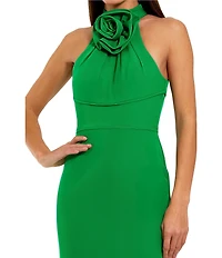 Mac Duggal 3D Flower Halter Neck Sleeveless Column Gown
