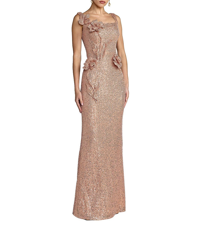 Mac Duggal 3D Sequin Applique Long Dress