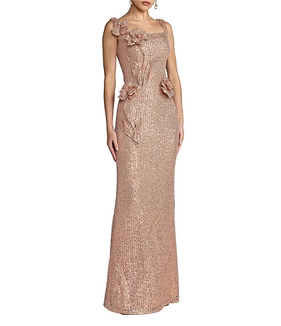 Mac Duggal 3D Sequin Applique Long Dress