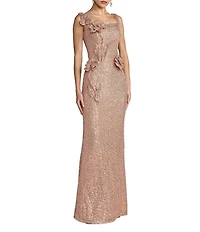 Mac Duggal 3D Sequin Applique Long Dress