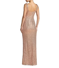Mac Duggal 3D Sequin Applique Long Dress