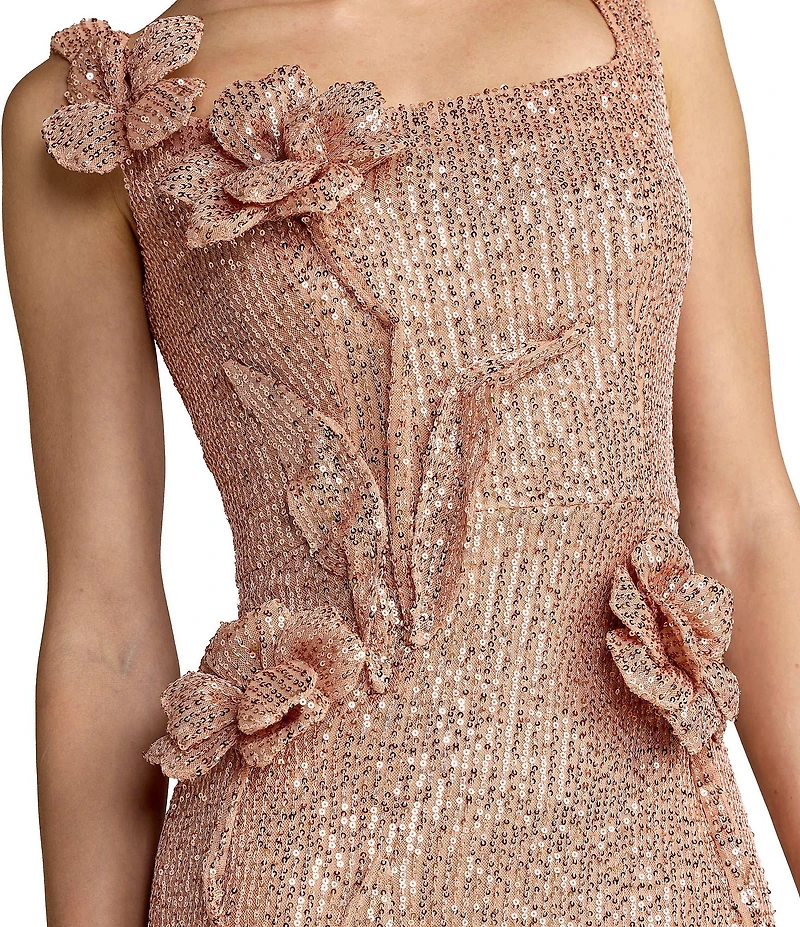 Mac Duggal 3D Sequin Applique Long Dress
