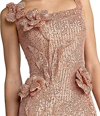 Mac Duggal 3D Sequin Applique Long Dress