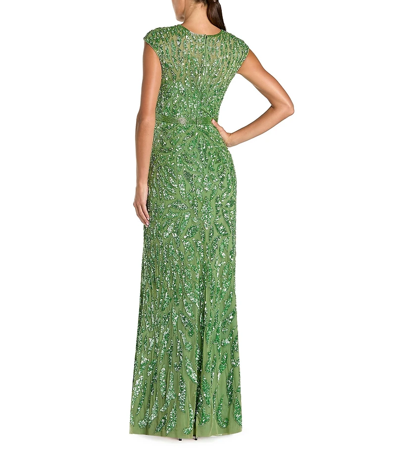 Mac Duggal Beaded Cap Sleeve Gown