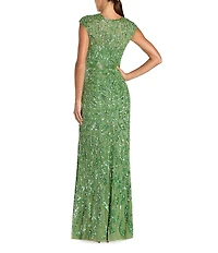 Mac Duggal Beaded Cap Sleeve Gown