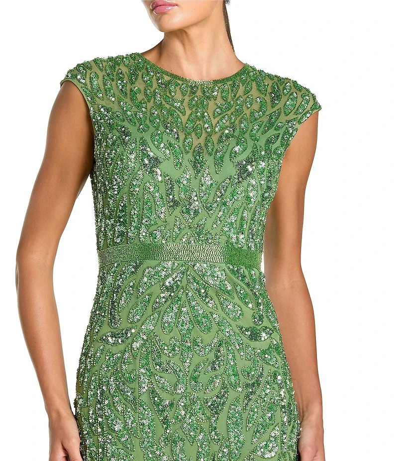 Mac Duggal Beaded Cap Sleeve Gown