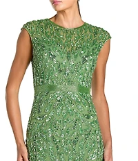 Mac Duggal Beaded Cap Sleeve Gown