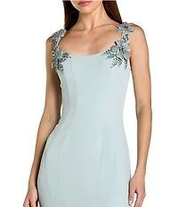 Mac Duggal Beaded Crepe Sleeveless Trumpet Gown