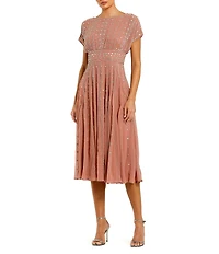Mac Duggal Beaded Georgette Blouson Midi Dress