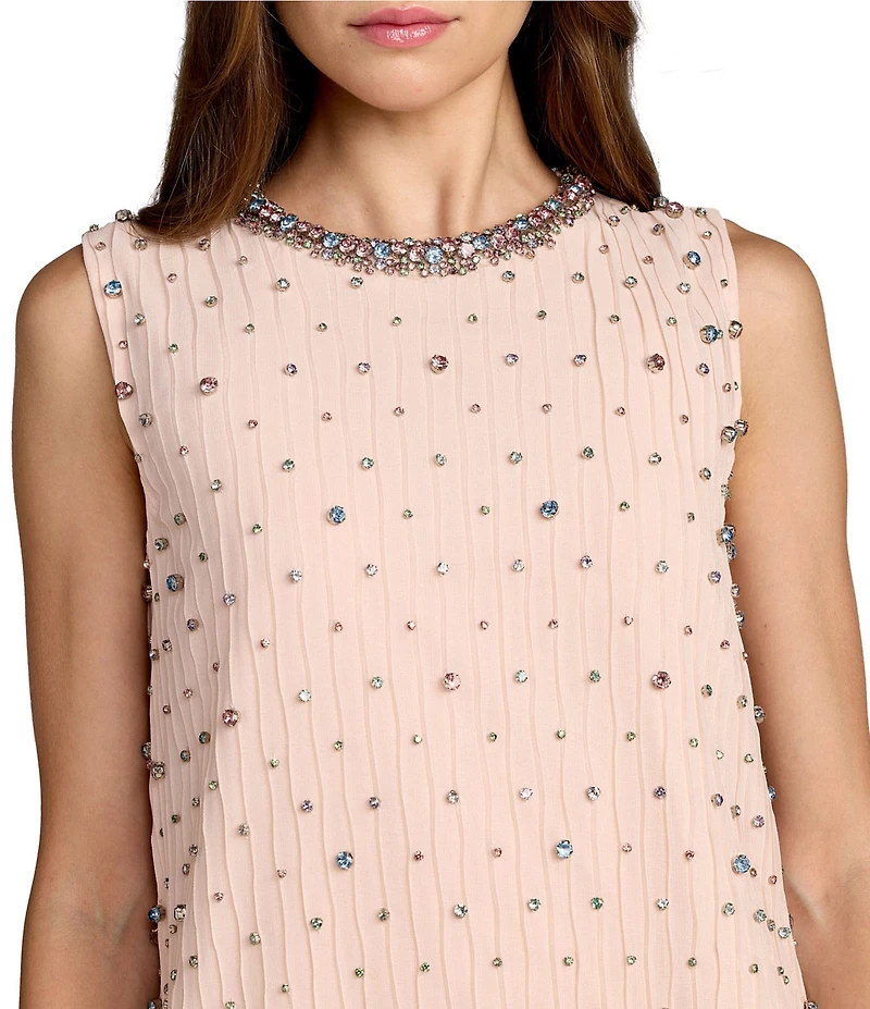 Mac Duggal Beaded Georgette Sleeveless Trapeze Mini Dress