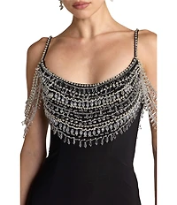 Mac Duggal Beaded Jersey Scoop Back Long Dress