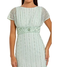Mac Duggal Beaded Mesh Blouson Fitted Gown