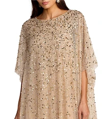 Mac Duggal Beaded Mesh Kaftan Long Dress