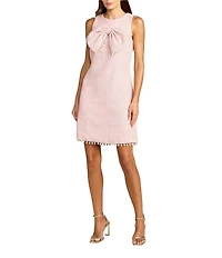 Mac Duggal Boucle Pearl Detail Sheath Dress With Bow