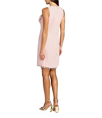 Mac Duggal Boucle Pearl Detail Sheath Dress With Bow