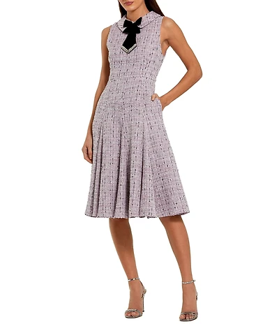 Mac Duggal Boucle Sleeveless A Line Midi Dress