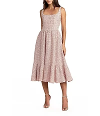 Mac Duggal Boucle Sleeveless A Line Midi Dress With Beading