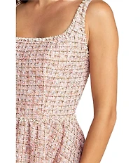 Mac Duggal Boucle Sleeveless A Line Midi Dress With Beading