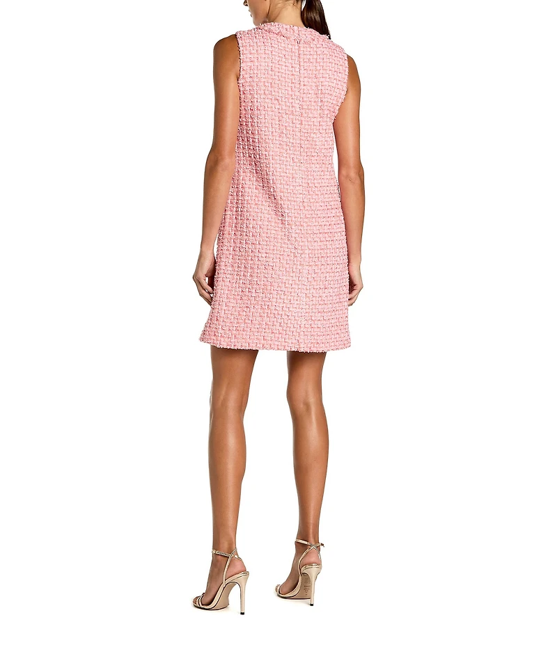 Mac Duggal Boucle Sleeveless Button Detail Mini Dress