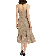 Mac Duggal Boucle Sleeveless Square Neck A-Line Midi Dress